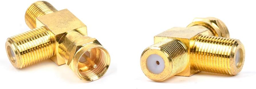 XINHONGYU F Coax Cable Splitter 3 Way,F Type Male to Double Female Connectors Satellite TV Splitter RG6 Coaxial Adapters for Video VCR Antenna 2Pcs : Electronics