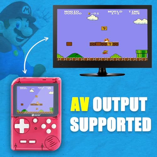 Image of Sameo Handheld Video Game Console, Dreamboy Retro Mini Game with 500 Classic Retro Game TV Compatible for Kids, Rechargeable 8 Bit Classic (Ice Red)