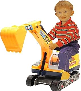 Allkindathings Children's Ride On Walker Push Along Excavator 2-in-1 Digger and Hard Hat