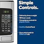 GE GCST11X1WSS Microwave Oven, 950-watt 6 Auto Cooking Settings, Child-Lock Technology, Kitchen Essentials for The Countertop, Dorm Room or Apartment, 1.1 Cu. Ft, Stainless Steel - Image 5