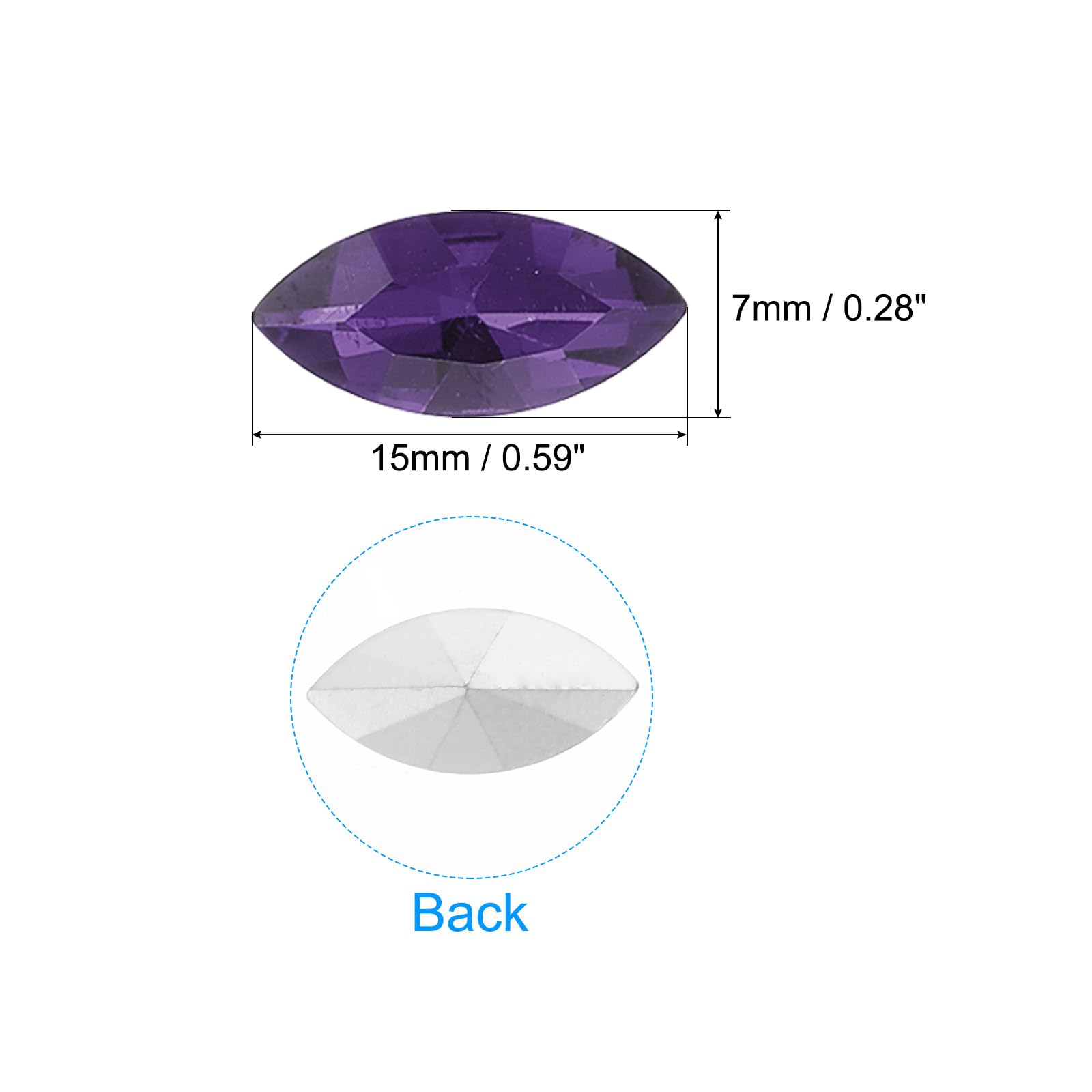 PATIKIL Marquise Gems, 40 Pcs 15x7mm Glass Rhinestones Flat Back Navette Horse Eye Crystal Gems for Jewelry Making DIY Craft Violet - Image 2