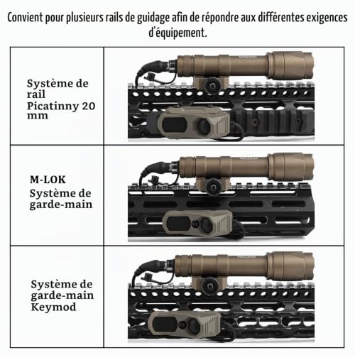 QIRUIMY M600C Lampe de poche LED Torche tactique 600 Lumens,Lumière Scout légère pour mlok Keymod 20mm Picatinny Rail System (Marron) – vue 4
