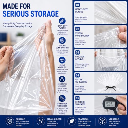 Image of Storite 10PCs Large Tranparent LDPE Plastic Trolley Cover 30 x 50 in