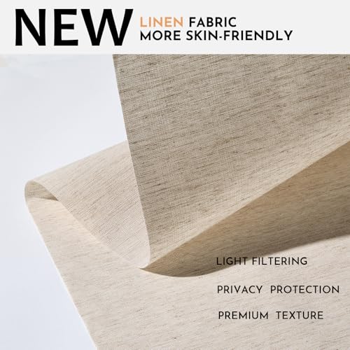 Image of Persilux Light Filtering Roller Shades for Window Blinds,Cordless,Linen Fabric,Thermal Insulated Fabric UV Protection Shades for Home,Office,Bedroom,Door,Light Filtering-Beige,26 inch W X 72 inch H