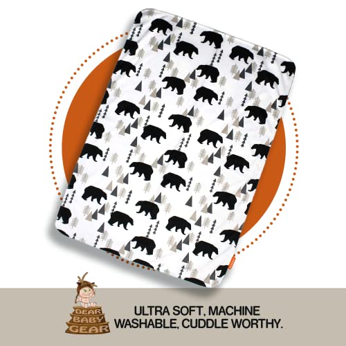 Dear Baby Gear Baby Blankets - Cute Stuff - For Baby Boy And Baby Girl - Black Bears, Black And Grey Plaid Minky, Double Layer 40" X 30" #TOP4