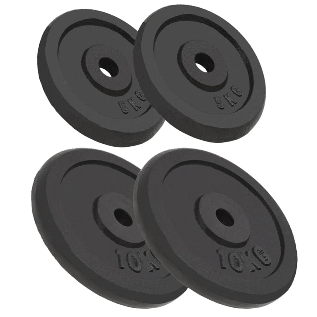 Ejercicio & Fitness - 4 discos de pesas de hierro fundido de 2 x 10 kg + 2 x 5 kg