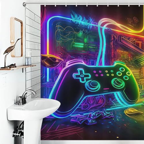 Contrôleurs de jeu rideau de douche polyester lavable imperméable salle de bain