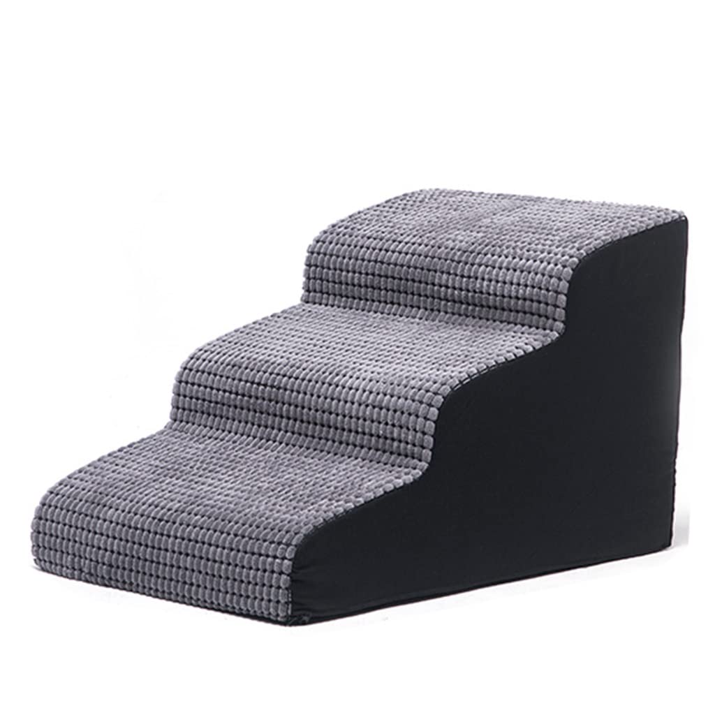 Home Pet,Escaleras 2/3/4/5 escalones para perros Escaleras de esponja de alta densidad para mascotas para gatos Pasos para perros con cubierta de grano extraíble, 50 x 40 x 30 cm (gris claro 60 x 40 x
