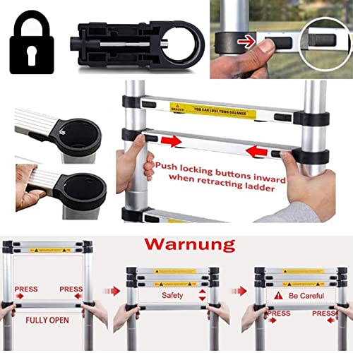 Heavy Duty Aluminum Attic Ladder, 16,4Ft Ladder Extension Folding Ladder 5M Straight Ladder With 2 Roof Hooks, Portable Anti-Slip Step Multi-Purpose En131 Safe Standard Max Load 330Lbs #TOP5