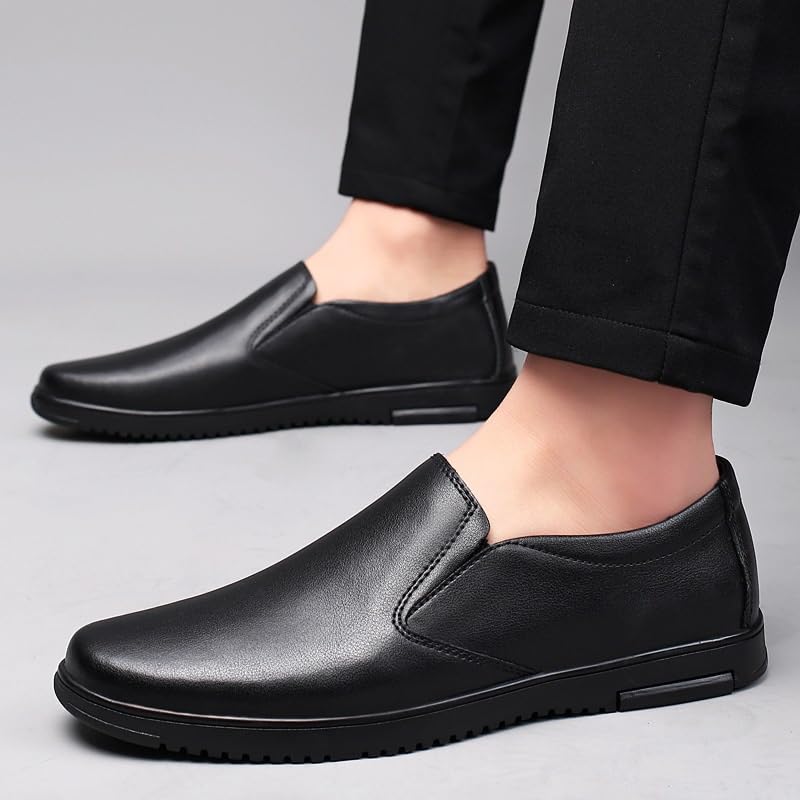 Stylish Man Flats Oxford Shoes Leather Slip On Mens Business Dress Office Shoes British Style Fashion Wedding Party Suit Hoes Comfortable Low Top Walking2