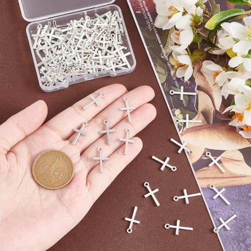 UNICRAFTALE 100 pcs Cross Charms Tibetan Style Cross Pendants Metal Charms Pendants Antique Silver Small Punk Charm for Jewelry Making Crafting Findings Accessory for DIY Necklace Bracelet - Image 4