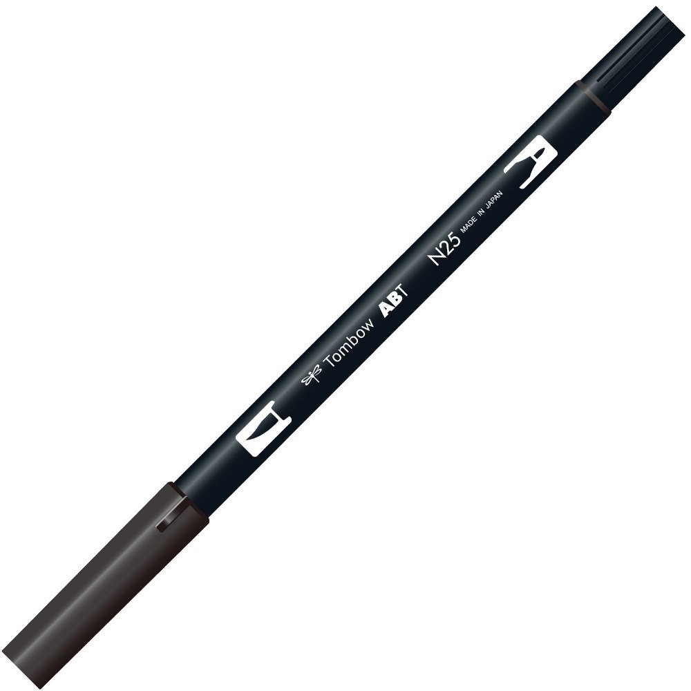 Tombow Pencil Brush Pen Dual Brush Pen AB-T Lamp Black 6pcs AB-TN25-6P : Office Products