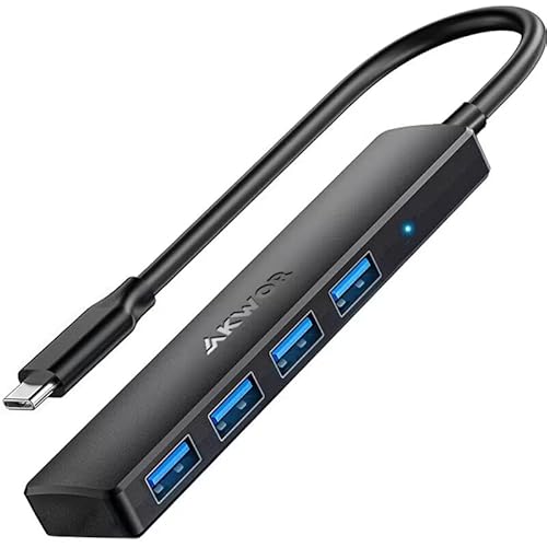 USB C Hub 3.0, AKWOR 4-Port USB Hub, USB Extender USB Splitter for MacBook Pro 2018/2017, ChromeBook, XPS, Galaxy S9/S8, and More