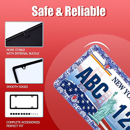 Blue And White Porcelain License Plate Frame Stainless Steel Car Personalized Accessories Flower License Plate Frame For Standard U.s. Canada Vehicles For Men Women Size: 12.2 X 6 Inches 4 Holes #TOP2