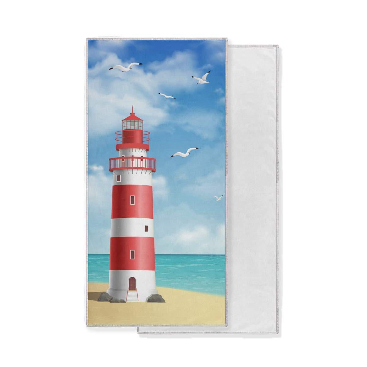 AUUXVA KUWT Beach Lighthouse Bird Towel Quick Dry Sport Towel Highly Absorbent Hand Towel Soft Washcloth for Bathroom Travel Gym Yoga Swim Camping
