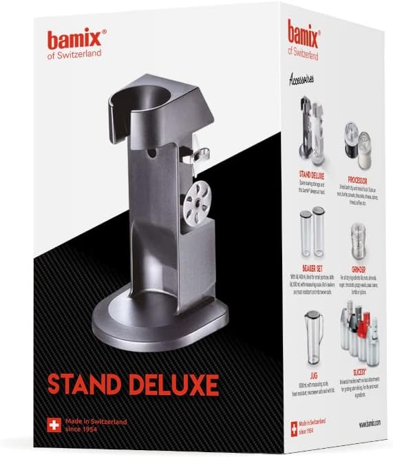 bamix Deluxe Stand Accessory for All Bamix Hand Blenders, Countertop or Wall Mount Base, Made in Switzerland, Black