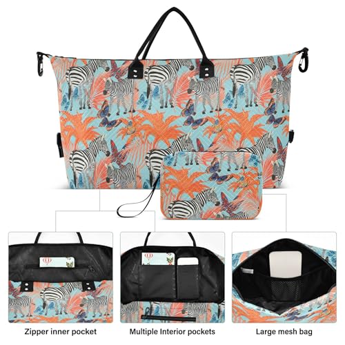 Burbuja Travel Duffel Bag for Women, Zebras Weekender Overnight Bag Shoulder Carry On Tote with Trolley Sleeve, Gym & Toiletry, Large Size2