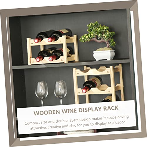 Soporte para botellas de vino de madera compacto para hogar miniatura 3