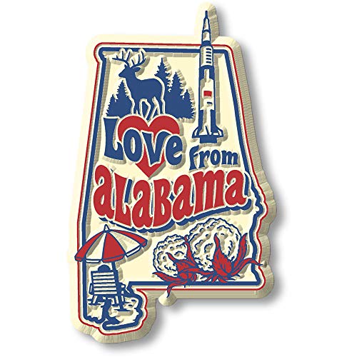 Imán decorativo vintage Love from Alabama 1.9 x 3.1 in