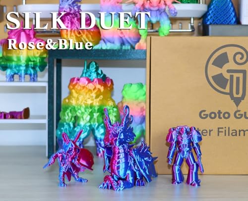 Image of Goto Guard Silk PLA Filament, Dual Color PLA Rose Red and Blue, 3D Filament Multicolor PLA, Multicolor Filament for Most 3D Printer, 3D Printing Filament 1.75mm 1KG(2.2lbs)