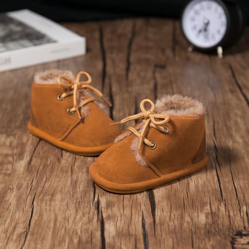 Image of Clowora Baby Boys Girls Shoes Non-Slip Rubber Sole Sneakers Infant First Walking Toddler Crib Shoes Newborn Loafers Flats. (13 /Brown,0-6 Months)