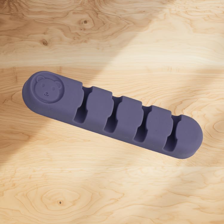 Estojo organizador de cabos USB fashion de silicone para mesa, fios de escritório e cabos de dados na mesa, 4 furos, cinza, 9