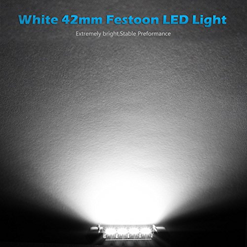 Partsam 42mm Festoon LED Light Bulbs Error Free LED Interior Lights Dome Lights Bulbs 211-2 578 569 Festoon LED Bulb - White (6 Pcs)