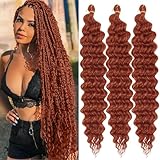 ZRQ Ginger Deep Wave Braiding Hair 30 Inch 3 Packs Ocean Wave Crochet Hair 350 Color Curly Wavy Long...