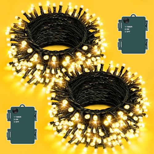 Dalugo [2 Stück Lichterkette Warmweiß, 5M 50 LED Kabel grün mit 6h...