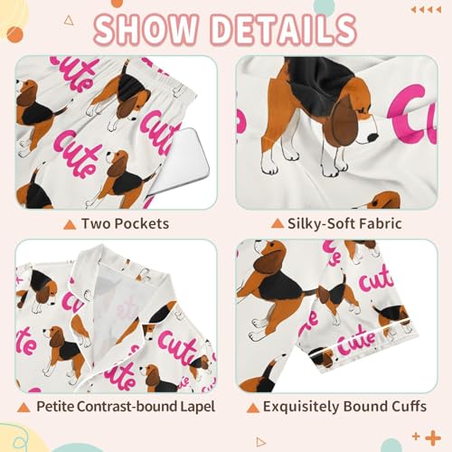 senya Cute Bernese Dog Satin Summer Pajama Sets Silk Short Sleeve Button Down Sleepwear3