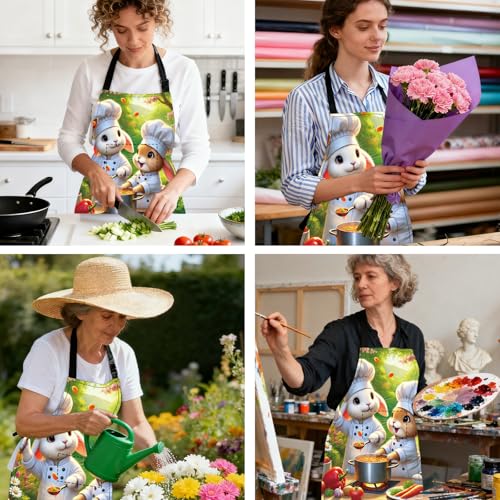 Image of Nuxovilar Decorative Kitchen Apron, 26.77x30.70 Inch Polyester Cooking Wearable Cover