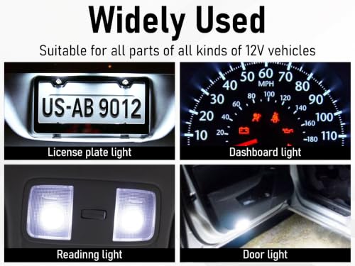 Image of 30 PCS Car 194 LED Bulbs, 168 2825 W5W T10 Wedge COB LED Replacement Bulb, 6000K License Plate Light Bulb, Error Free Interior Bulb for Dashboard Light, Dome Lights,License Plate Lights (White)