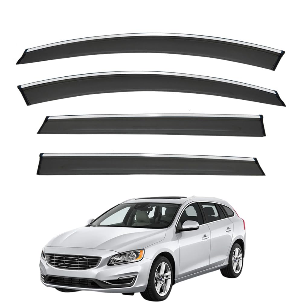 QOEMRHELT 4pc Set In-Channel Wind Deflectors, for V60 2011-2017 Window Visors Rain Guards Vent Visors Rain & Sun Protection,Car Accessories