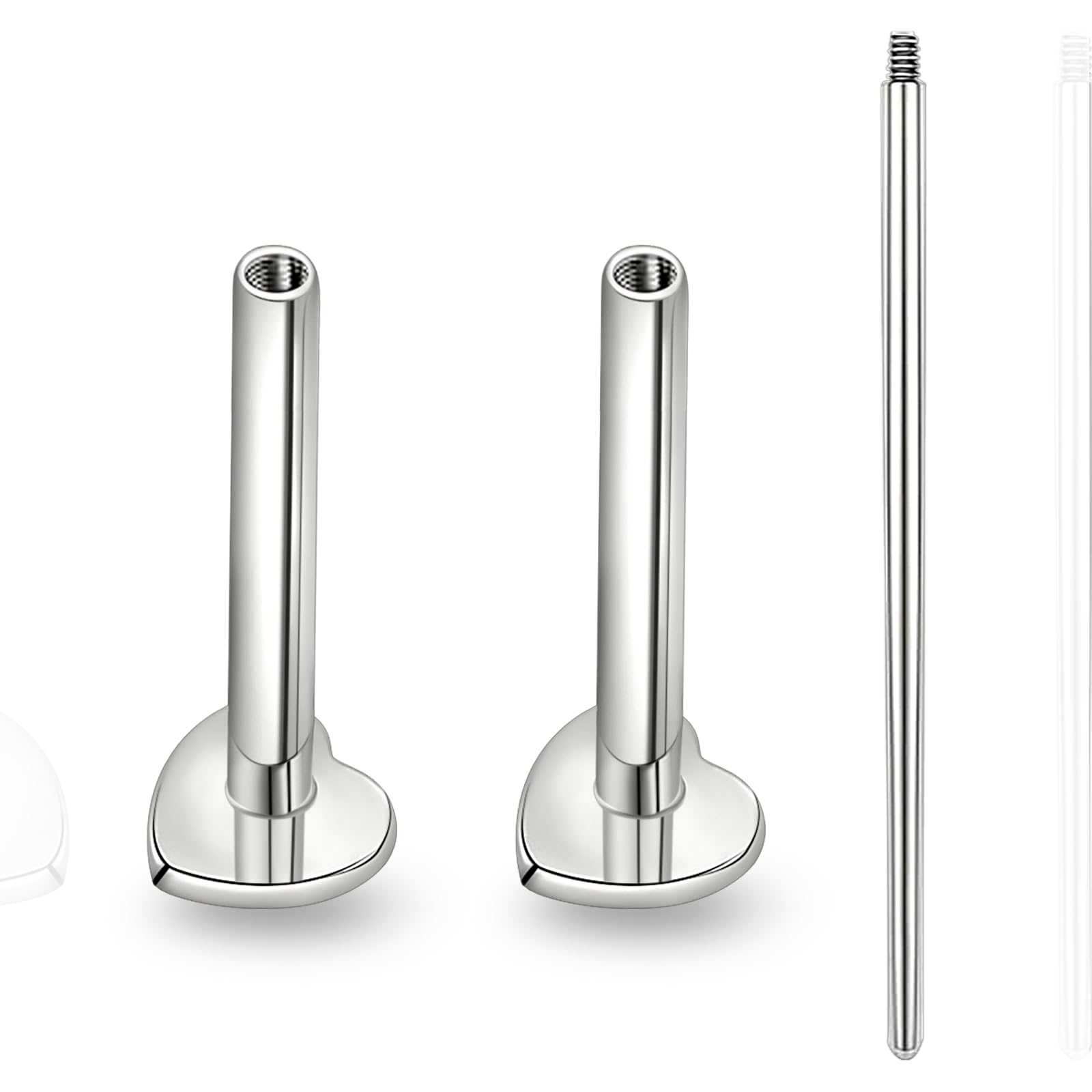 16G/18G Hypoallergenic Internal Threaded Titanium Bar Post Replacement,Flat Back Stud Earrings Post Medusa Helix Couch Labret Bar for Women Men Sensitive Ears(A Pair)