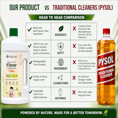 Image of Natural Floor Cleaner Liquid | Herbal Enzyme-Based for Home, Kitchen, Bathroom & Pet Areas | Plant-Based, Biodegradable, Baby & Pet Safe | Multi-Surface Daily Mopping | 1L Pack
