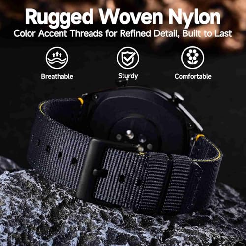 Image of WOCCI Nylon Watch Bands, Contrast Woven Design, Quick Release, Stainless Steel Buckle, Band Width 20mm 22mm 24mm 26mm
