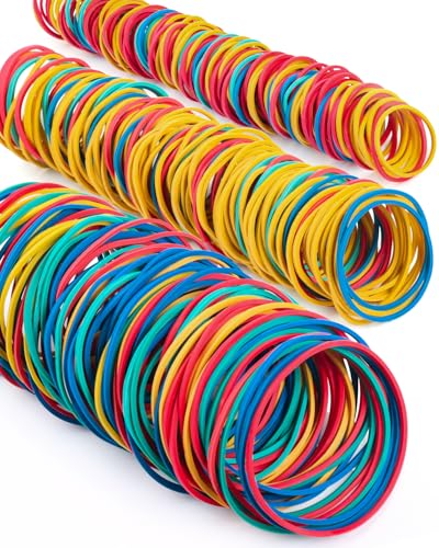 420 Stück Gummibänder, Caianwin Bunte Gummiringe Verschiedene Größen 25/38/60 mm, Haushaltsgummi gemischt, Gummiband für Zuhause, Büro, Schule, Küche