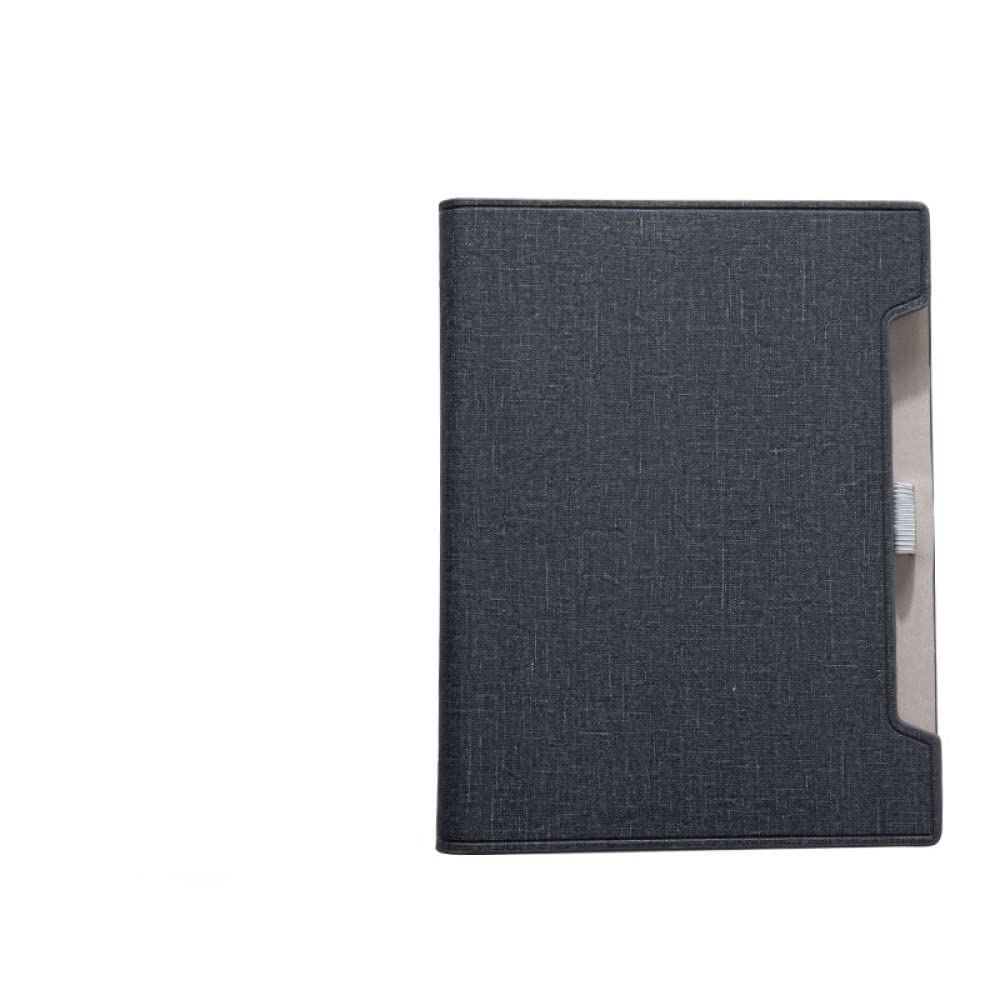 Libreta de notas, libreta de bolsillo Agenda de cuero A5 con 6 anillas, gris oscuro, 1 unidad