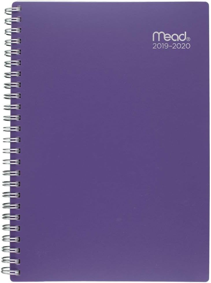 Mead 2019-2020 Academic Year Weekly & Monthly Planner, Small, 5-1/2" x 8-1/2", Basic, Purple (CAW42059)