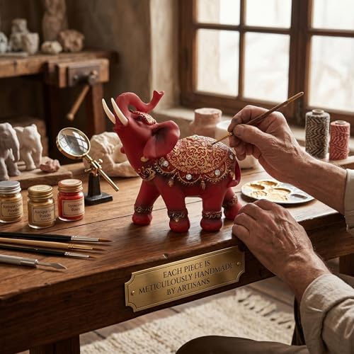 Statue d'éléphant dorée en résine faite main pour étagère chic - 7