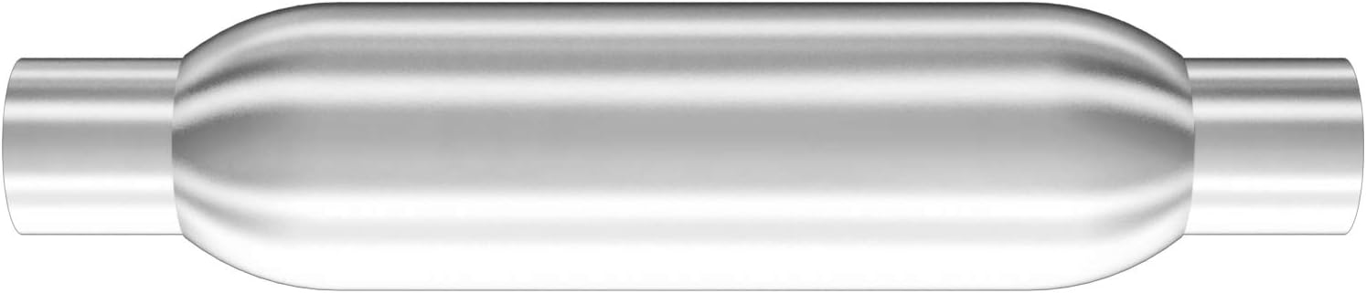 MagnaFlow Glasspack 3.5in Round Center/Center Performance Muffler Exhaust 18113-1.75in Inlet/Outlet Diameter, 12in Body Length, 16in Overall Length, Aluminized Finish - Classic Deep Exhaust Sound