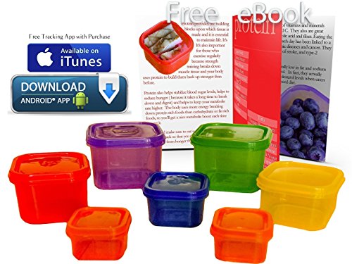Xccelalife Diet & Weight Loss Portion Control Containers- 7 Colored Portion Control Containers in Set with Professional Diet Program eBook (.pdf/ Kindle App).