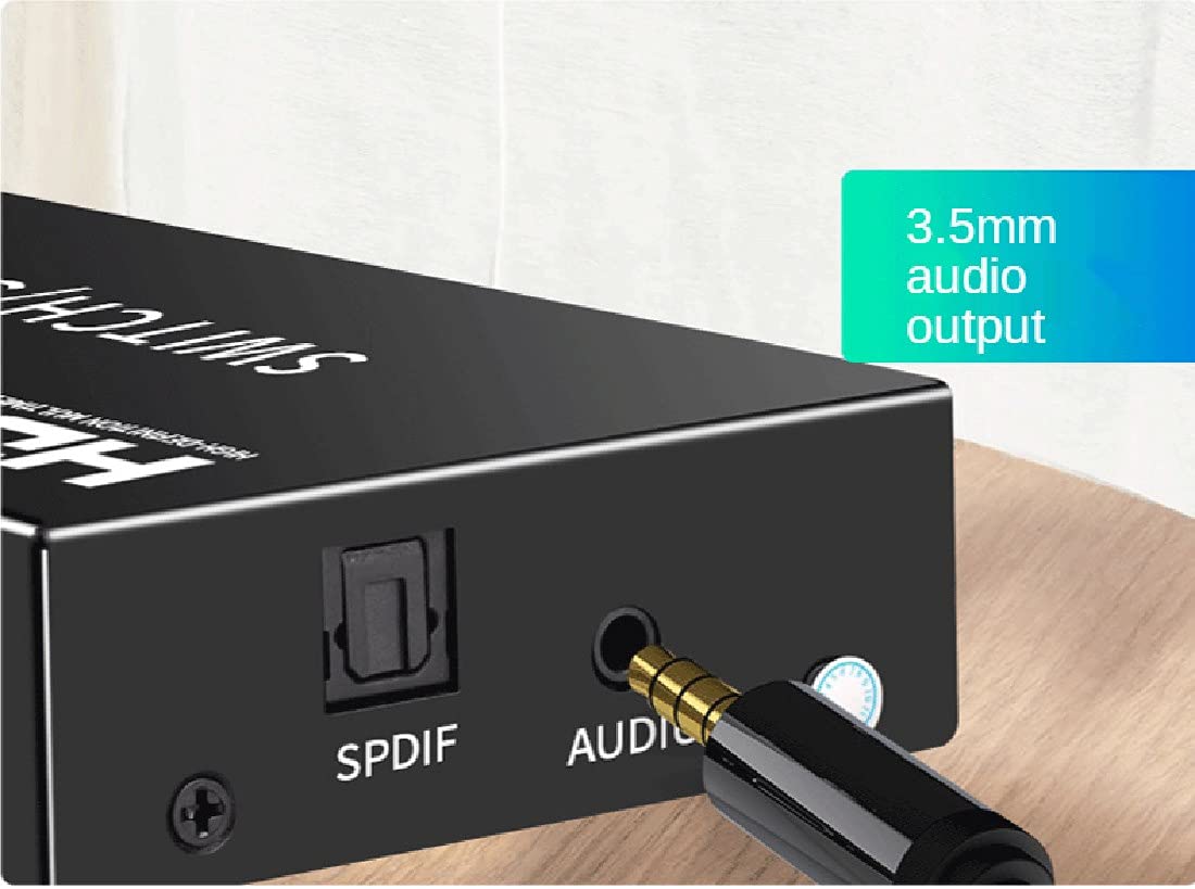 Divisore HDMI 2x4 ，4K HDMI 2.0 Switcher 2X4 Splitter con HDMI 2.0 SPDIF Estrattore audio Funzioni splitter HDMI 2 in 4 out Switch Splitter