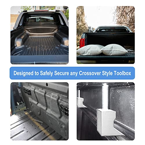 Miylee Truck Tool Box Mounting Kit, Aluminum Mounting Clamps For Pickup Truck Tool Box Mount Tie Downs J Crossover J Hook Tool Box Pickup 5 Pcs,Silver #TOP6