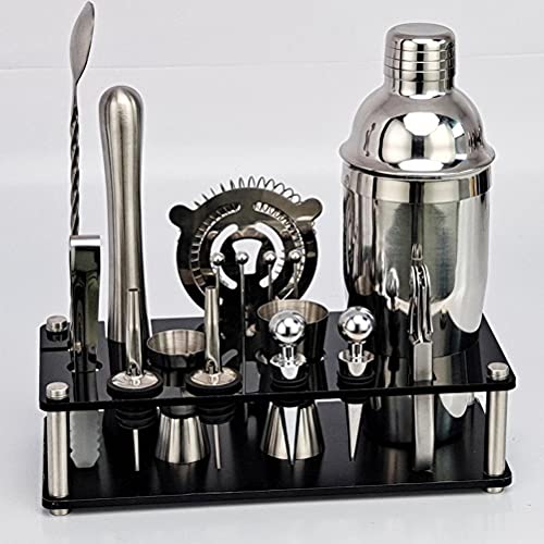 Hahepo Cocktail Shaker Set 17 stuks roestvrij staal Home Bar Tool Set Boston Shaker met zwarte acryl standaard shaker… - Image 5