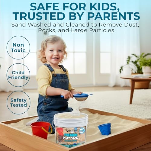 Image of Trade Grade Play Sand for Sandbox Sand for Kids - Bulk Bucket Natural Play Sand for Kids, Sensory Play, Tables, & Outdoor Fun, Perfect for Wet Castle Building & Creativity (10 Pounds)