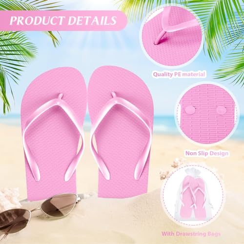 Image of Unittype Flip Flops Bulk for Wedding Guest Slippers Wedding Flip Flops with Cards Bags for Pool Beach Party