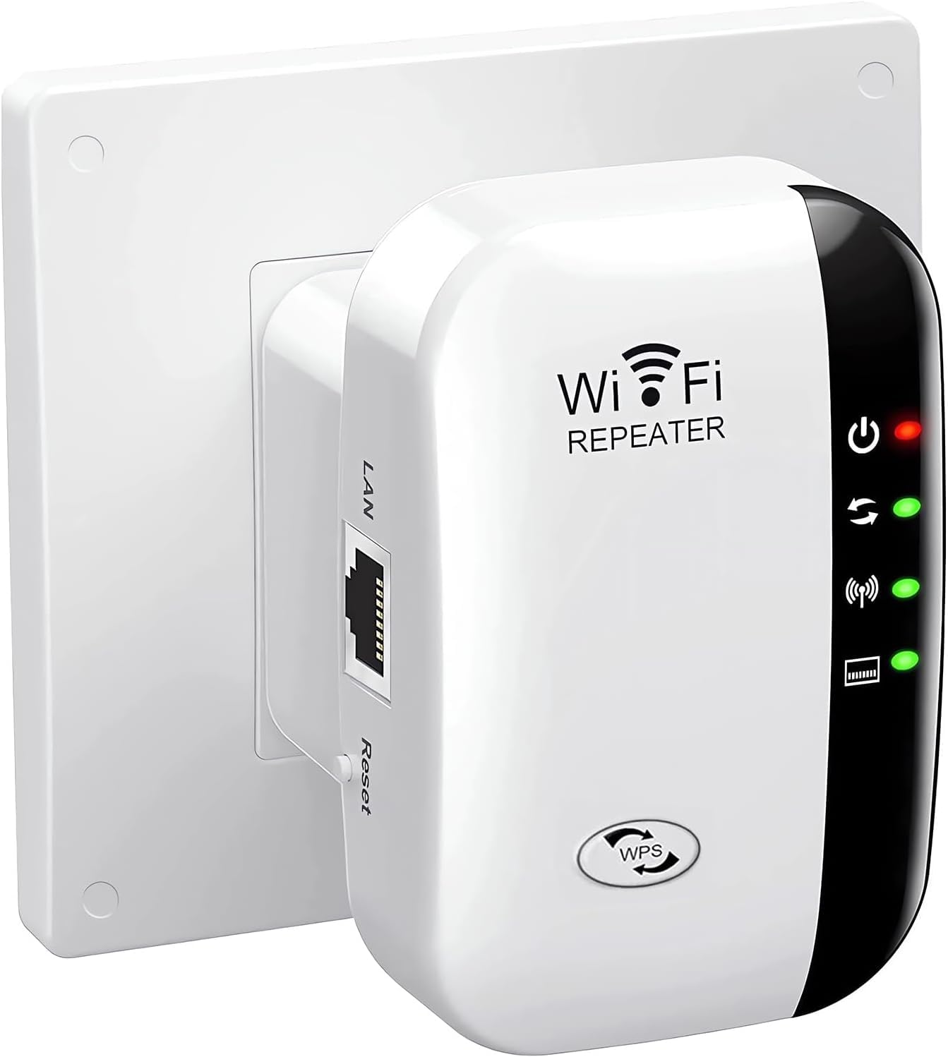 WiFi Extender, WiFi Booster, Covers Up to 3200 Sq.ft and 45 Devices WiFi Repeater, Internet Booster - with Ethernet Port, Quick Setup, Home Wireless Signal Booster, UK plug