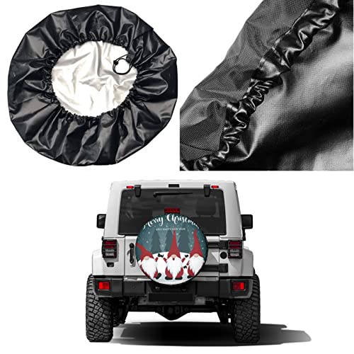 Image of Delerain Christmas Gnomes Spare Tire Covers Waterproof Dust-Proof Spare Wheel Cover Universal Fit for Trailer, RV, SUV, Truck and Many Vehicle (17 Inch for Diameter 31 inch-33 inch)