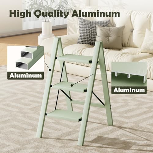 Taranta 3 Step Stool Foldable,Aluminum Step Ladder-FairylandGreen by taranta - Used condition - Image 3